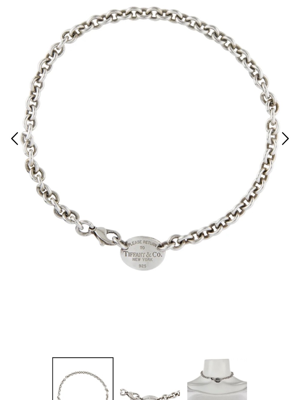 Tiffany & Co. Sterling Silver Signature Round Tag Necklace - Silver